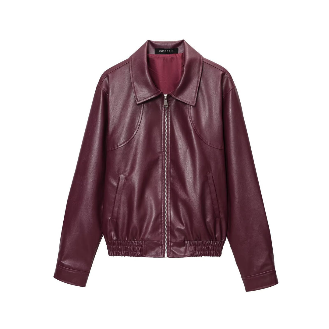 Damen Kunstlederjacke mit elastischem Bund Drune