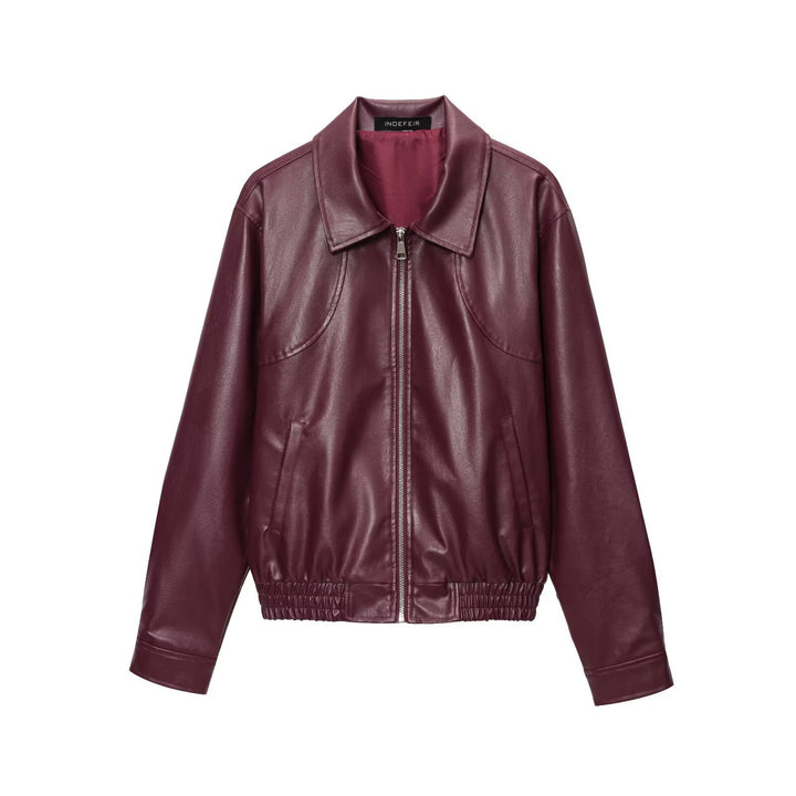 Damen Kunstlederjacke mit elastischem Bund Drune