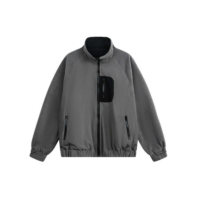 Unisex Leichte Fleece-Outdoorjacke mit Reißverschluss-Brusttasche und elastischem Saum Drune