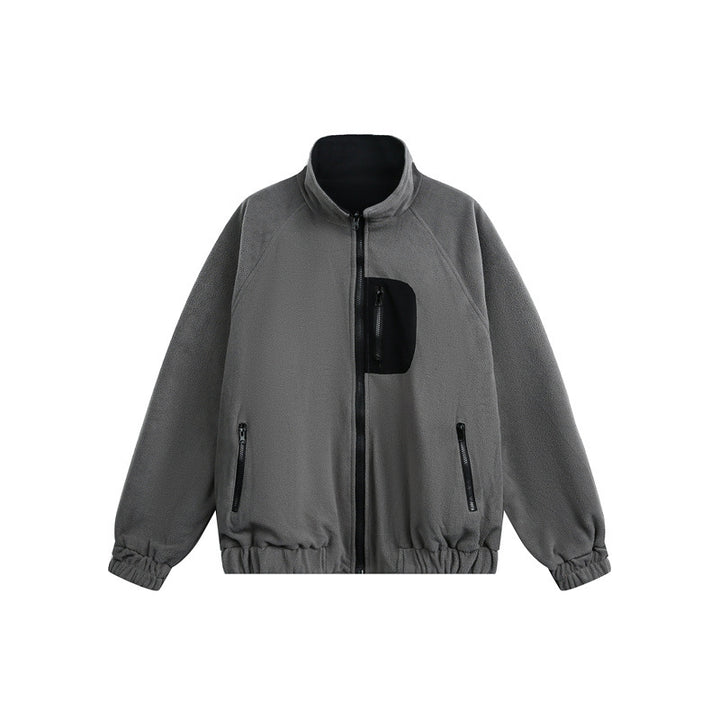 Unisex Leichte Fleece-Outdoorjacke mit Reißverschluss-Brusttasche und elastischem Saum Drune