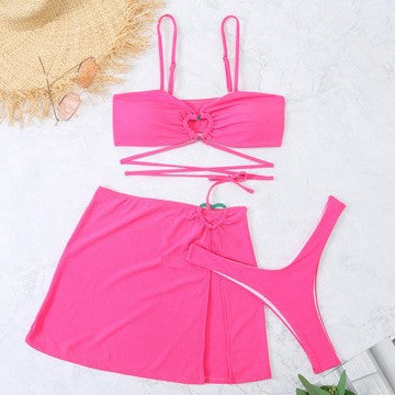 Damen Bikini-Set mit elegantem Knopf-Detail und hohem Beinausschnitt Drune