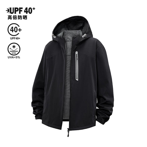 Herren Leichte Atmungsaktive Kapuzen-Outdoorjacke mit Minimalistischem Tech-Lining Drune