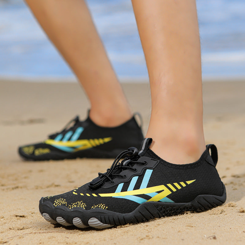 Unisex nan ultraleichte Aquaschuhe mit zehennahem Flexprofil, rutschfester Gummilaufsohle und Schnellzugverschluss Drune