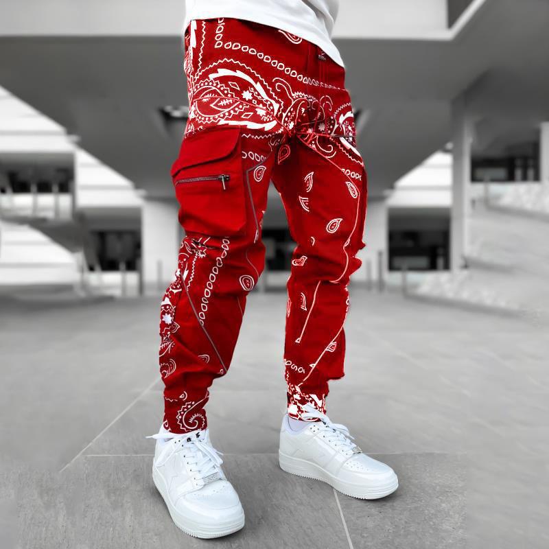Herren nan Bandana-Cargo-Jogginghose mit Kordelzug und elastischen Bündchen Drune