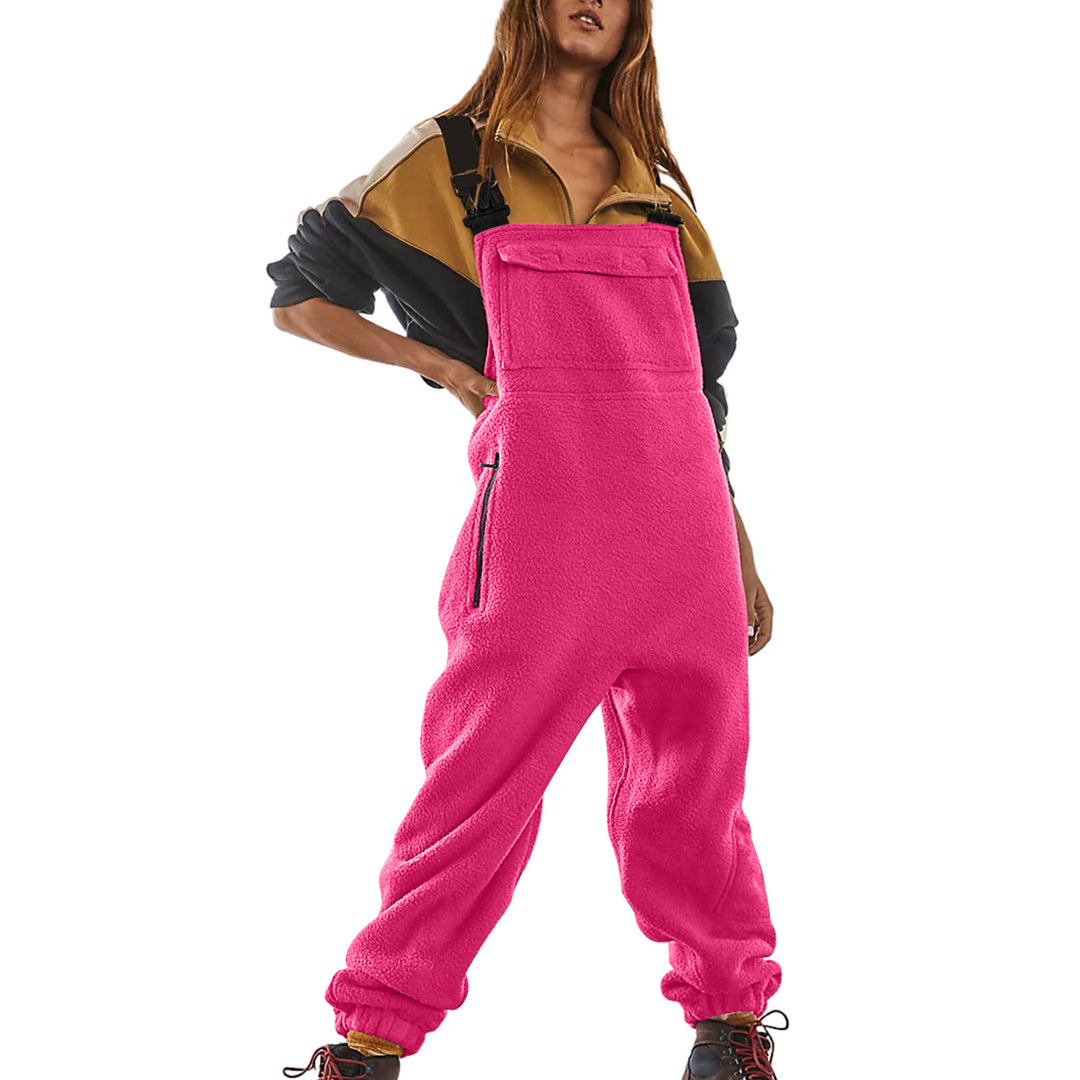 Damen Lässige Fleece-Latzhose mit seitlichen Taschen Drune