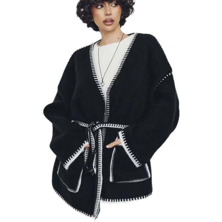 Damen Strickjacke mit breiten Ärmeln und taillierbarem Gürtel Drune
