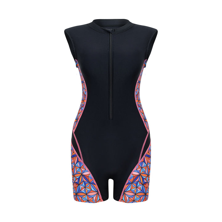 Damen Sportlicher Langarm-Schwimmanzug mit modernen grafischen Akzenten Drune