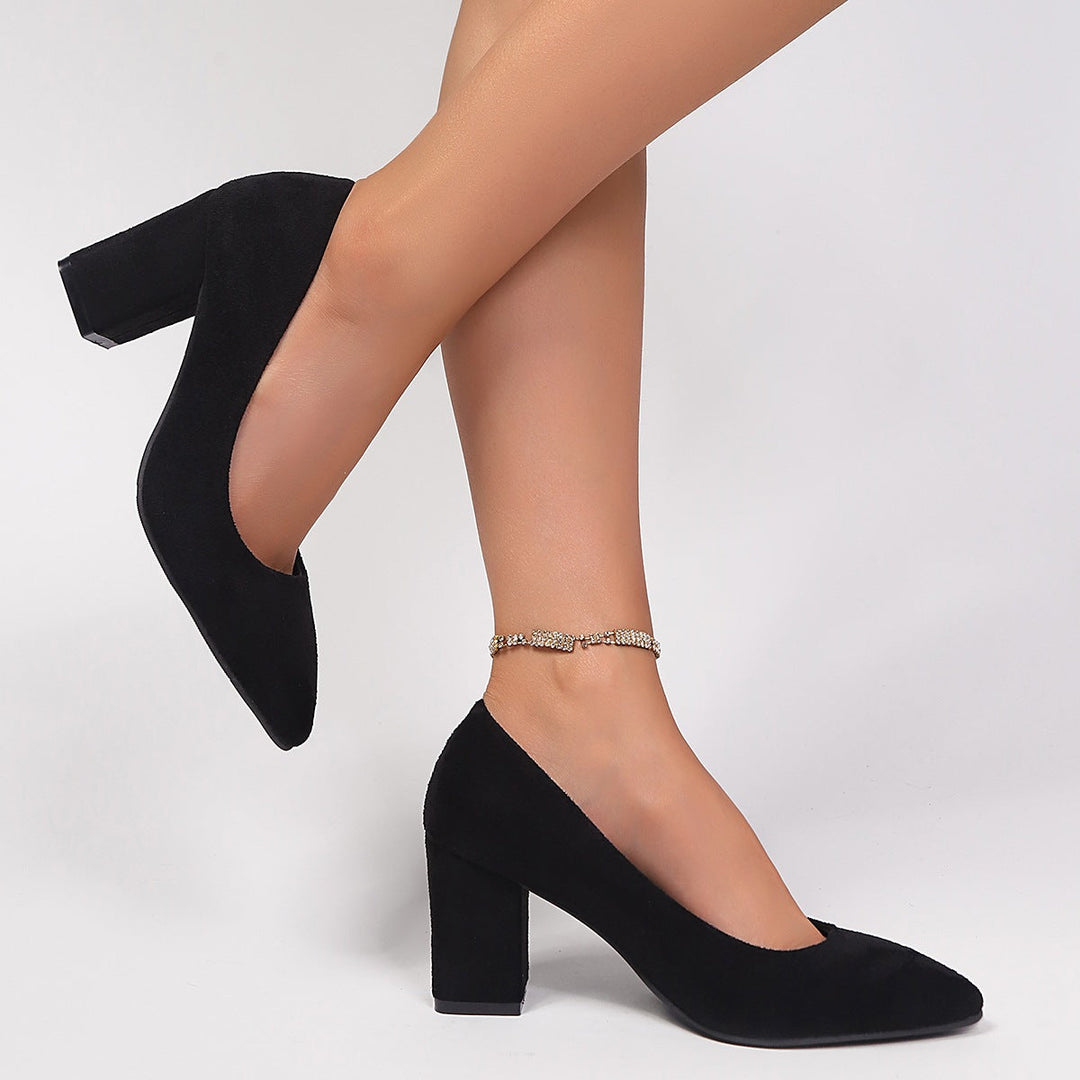 Damen elegante High Heel Pumps mit robustem Blockabsatz Drune