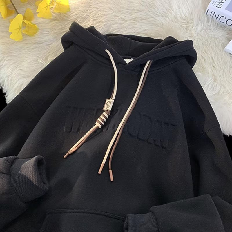 Damen modischer Kapuzenpullover mit auffälligem Schriftzug und hochwertigem Material Drune