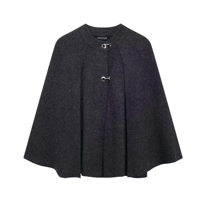 Damen modische Umhangjacke mit elegantem Stehkragen und dekorativen Knopfdetails Drune