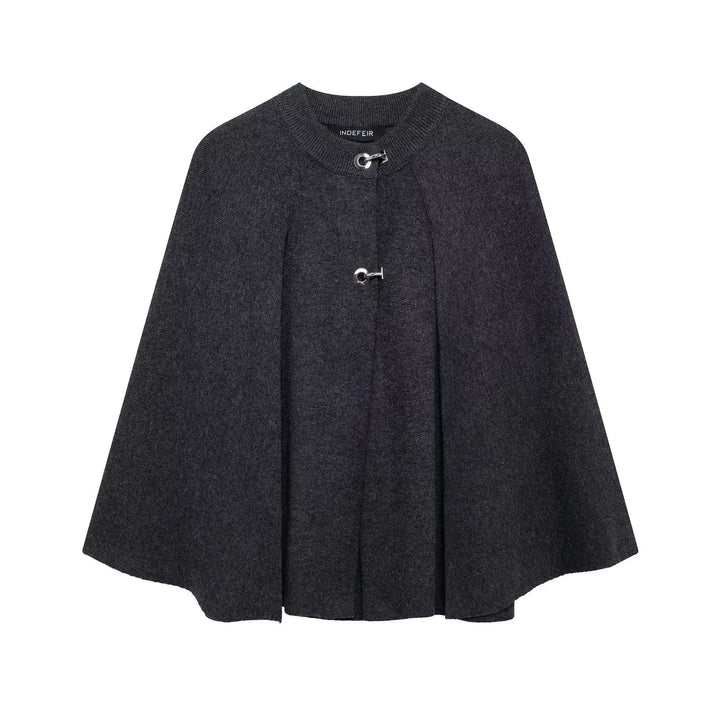 Drune | Damen Stehkragen Cape Jacke Knopfdetails