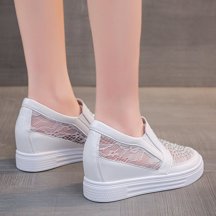 Damen Slip-On Keil-Sneaker mit funkelnden Ziersteinen und elastischen Seiteneinsätzen Drune
