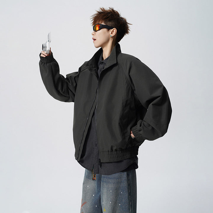 Unisex Oversized Windjacke mit Stehkragen und Raglanärmeln Drune