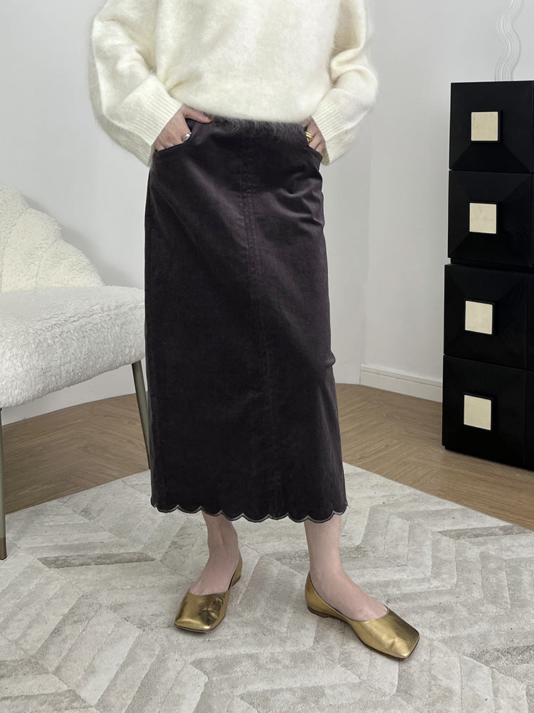 Damen Elegant geschnittener Maxirock mit skulpturaler Saumlinie Drune
