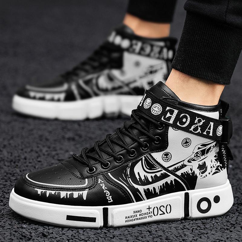 Herren High-Top Grafik-Sneaker mit Klettverschluss und auffälliger Plateausohle Drune