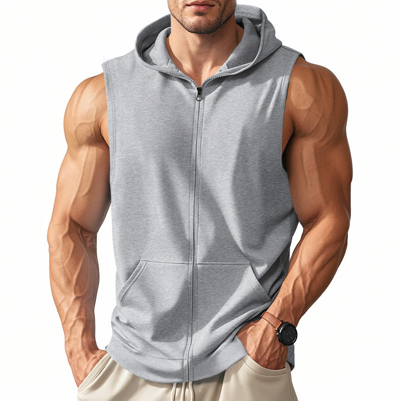 Herren Sportlicher Kapuzen-Sweater ohne Ärmel Drune