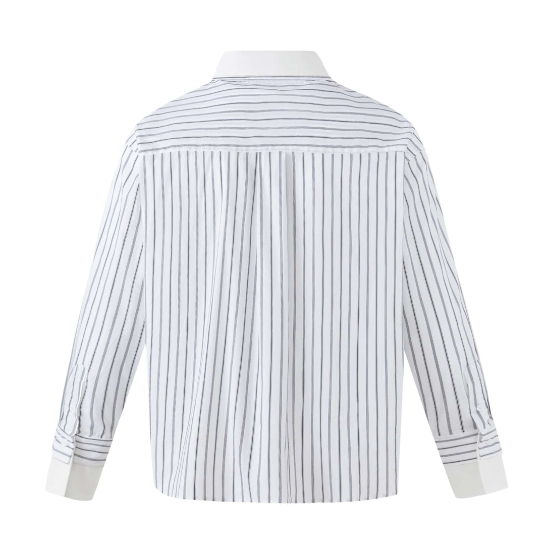 Damen Gestreiftes Oversize-Hemd mit kontrastreichem Kentkragen Drune