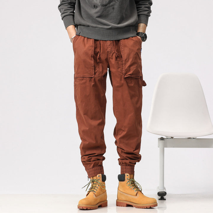 Herren Workwear-Cargohose im Tech-Joggerstil mit aufgesetzten Fronttaschen, Hammer-Schlaufe und Knöchel-Reißverschlüssen Drune
