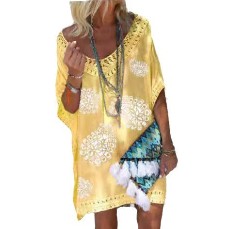 Damen Strandkleid mit Häkelbesatz Drune