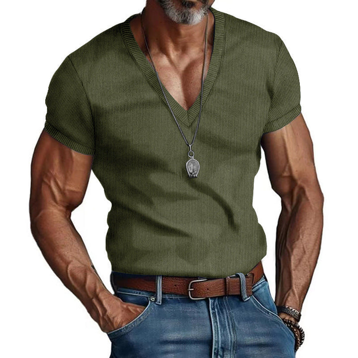 Herren Kurzarm V-Ausschnitt T-Shirt Drune