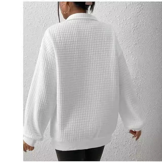 Damen modischer Stepp-Pullover mit halbem Reißverschluss Drune