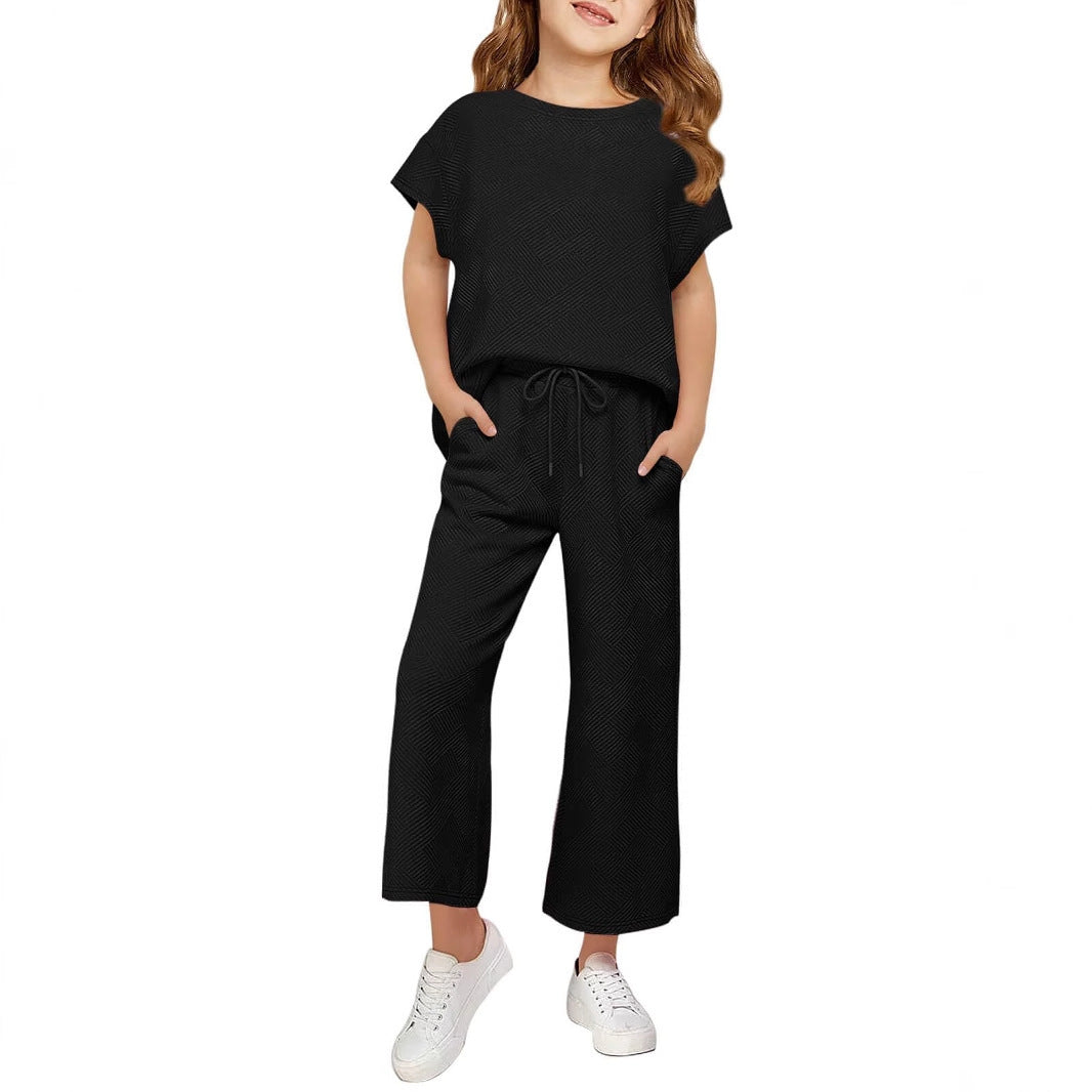 Damen lässiges Schlafanzug-Set mit weitem Oberteil und lockeren Hosen Drune