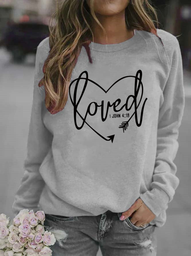 Damen Sweatshirt mit herzförmigem Aufdruck und inspirierender Botschaft Drune