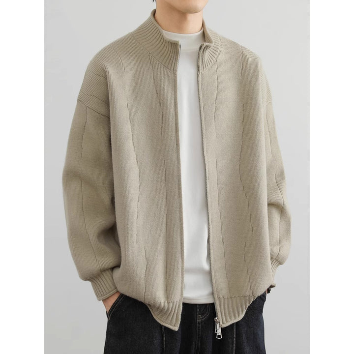 Herren Modische Strickjacke mit hohem Kragen Drune