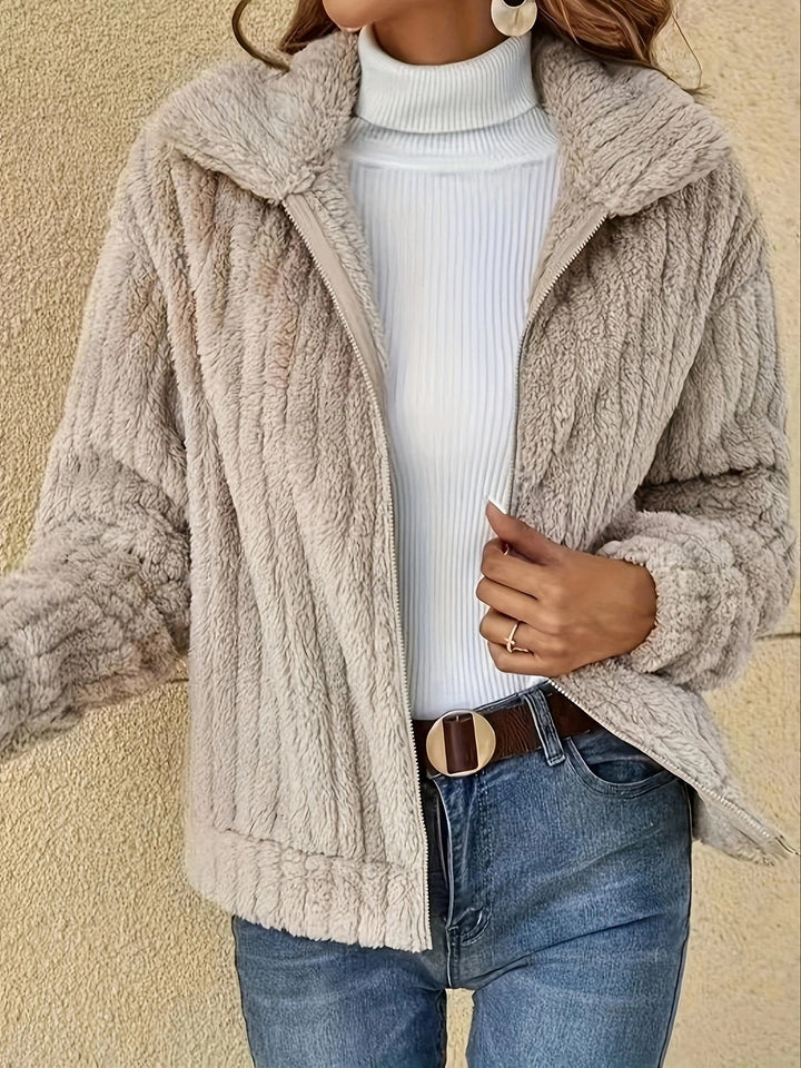 Damen kuschelige Fleecejacke mit modernem Strukturdesign Drune