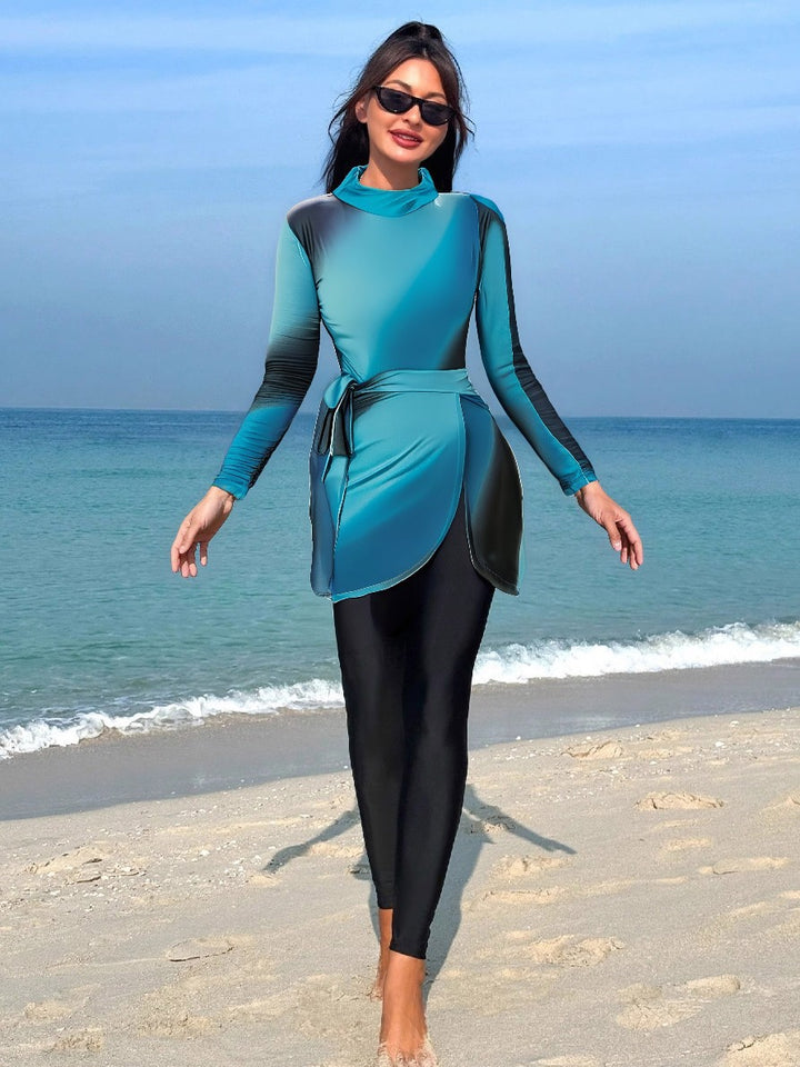 Damen Sportlicher Rashguard mit Wickelrock Drune