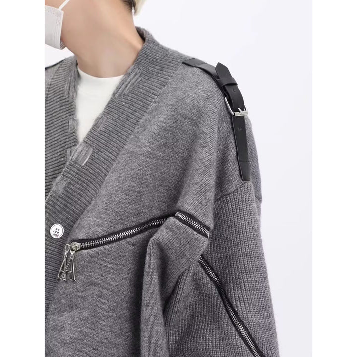 Herren Modische Strickjacke mit einzigartigem Design und Reißverschlüssen Drune