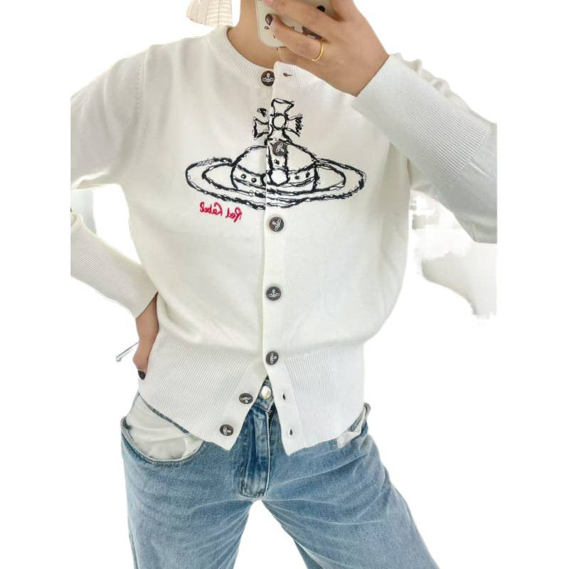 Damen Verspielte Strickjacke mit Knopfleiste Drune