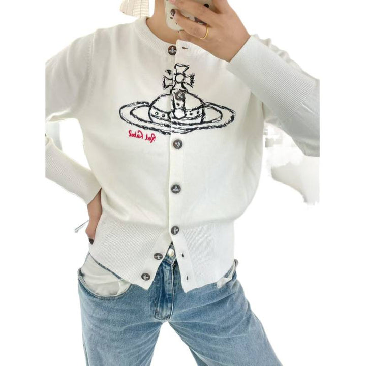 Damen Verspielte Strickjacke mit Knopfleiste Drune