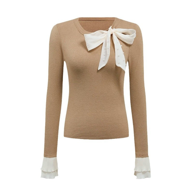 Damen Elegantes Oberteil mit schicker Schleifen-Applikation Drune