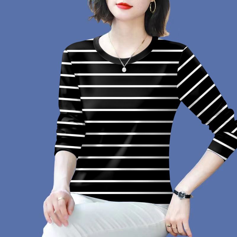 Damen lässiges gestreiftes Langarmshirt Drune