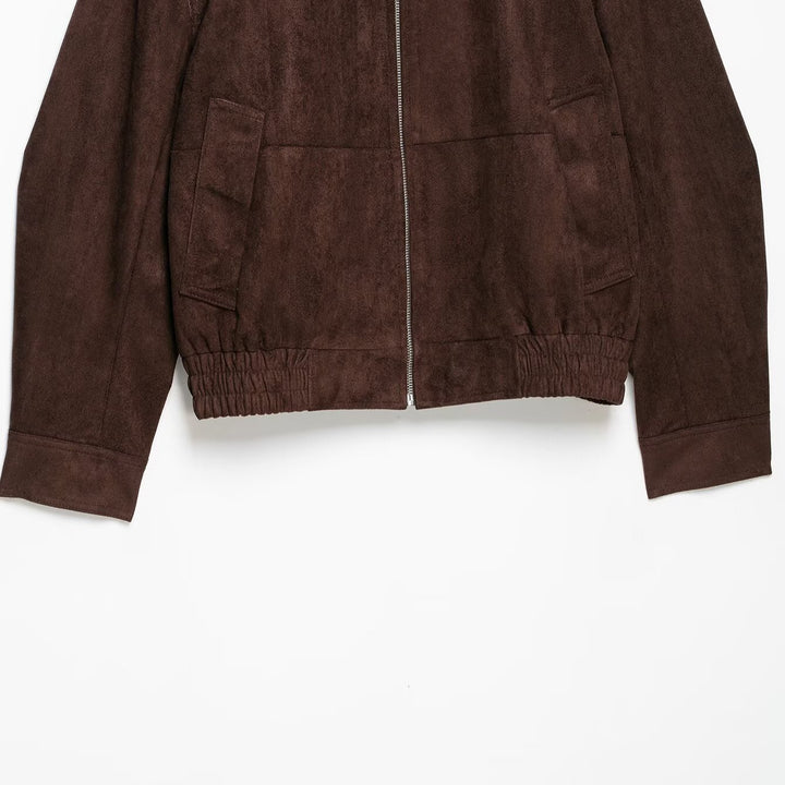 Damen Velourslederoptik Bomberjacke mit Funnelkragen und elastischem Saum Drune