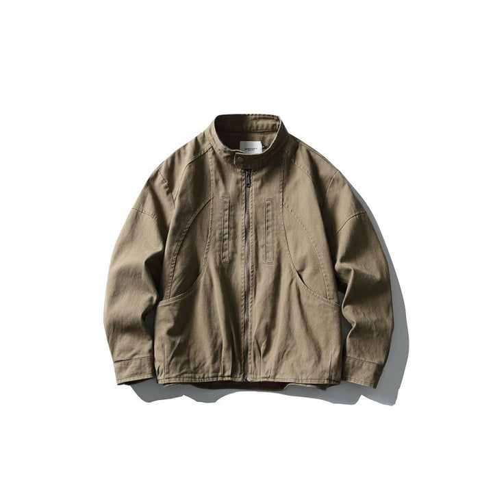 Herren Leichte Worker-Jacke aus Stonewashed-Baumwollmix mit Stehkragen Drune