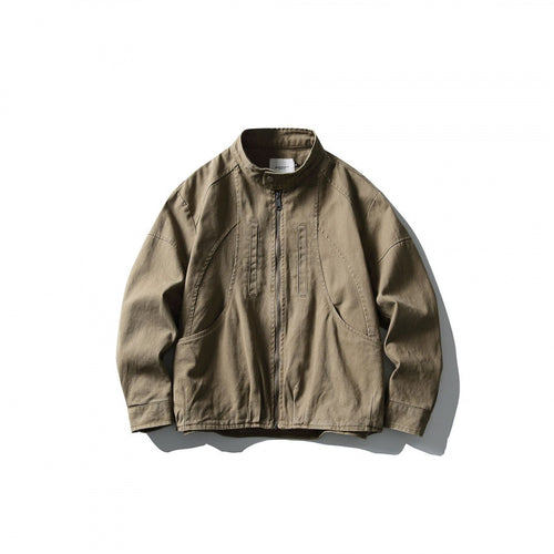 Herren Leichte Worker-Jacke aus Stonewashed-Baumwollmix mit Stehkragen Drune