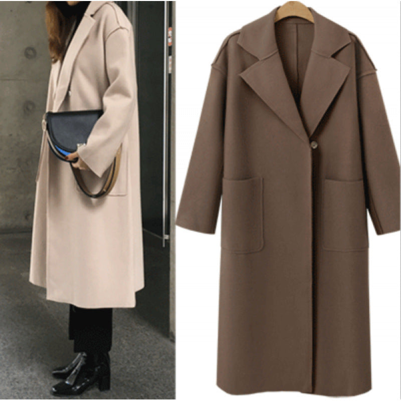 Damen Oversized Mantel mit tiefem Revers und Taschen Drune