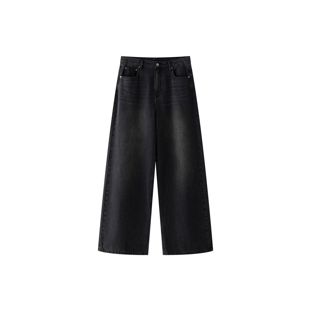 Damen Weite High‑Waist Denim‑Palazzohose mit Vintage‑Waschung Drune