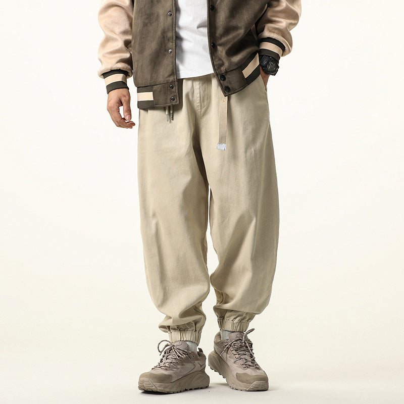 Herren Baggy‑Sweatstyle Cargohose aus schwerer Baumwolle mit elastischem Knöchelabschluss und Utility‑Schlaufen Drune