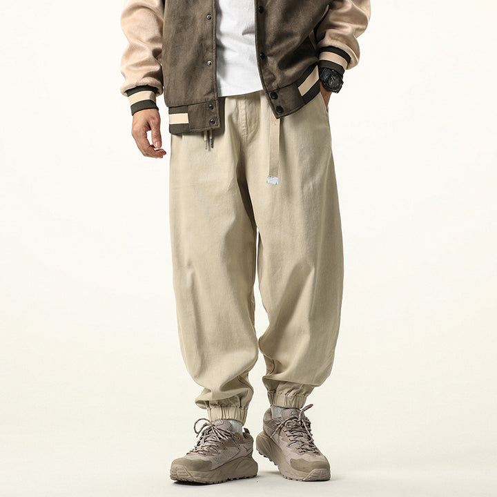 Herren Baggy‑Sweatstyle Cargohose aus schwerer Baumwolle mit elastischem Knöchelabschluss und Utility‑Schlaufen Drune