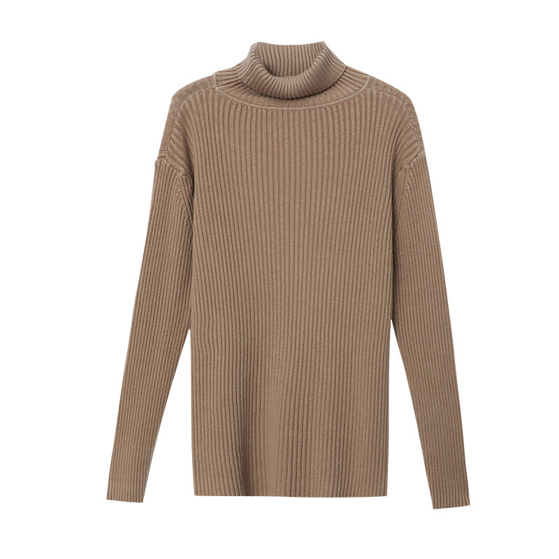 Damen eleganter Rollkragenpullover aus ribbed Stoff Drune