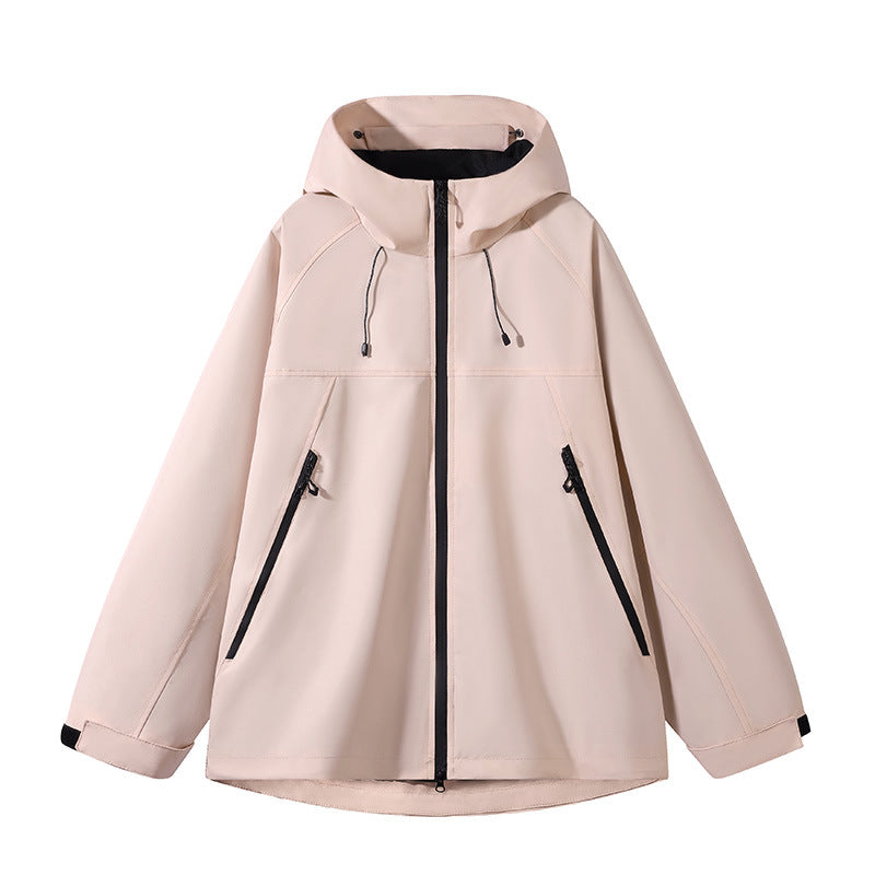 Herren elastische Softshell-Hoodiejacke mit ergonomischem Raglanschnitt, Zwei-Wege-Reißverschluss und verstellbaren Klettmanschetten Drune