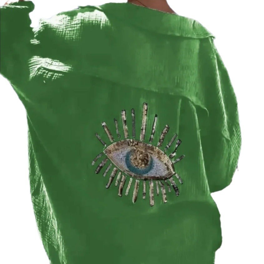 Damen Bluse mit einzigartigem Auge-Stickerei Drune
