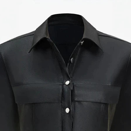 Damen Kurze ärmellose Kunstleder-Weste mit Oversize-Schultern Drune