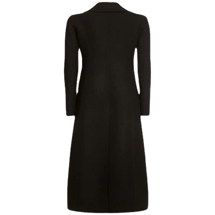 Damen Eleganter bodenlanger Wollmix‑Longcoat im Clean‑Cut Doppelreiher mit strukturierter Schulterpartie Drune