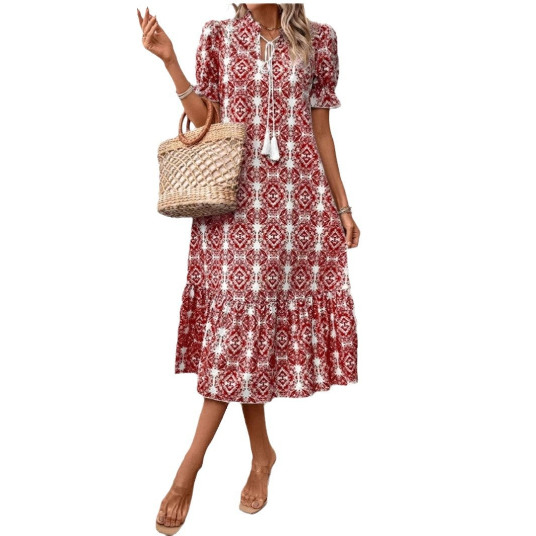 Damen Sommerliches Tunika-Kleid mit eleganten Schnüroptionen Drune