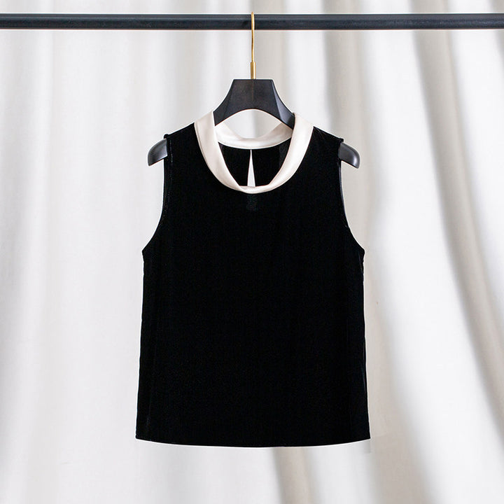 Damen Elegante Samtbluse mit Seidenkragen Drune