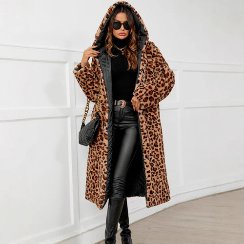 Damen Übergroße Kuscheljacke mit Leopardenmuster Drune